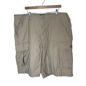 Vtg Polo Jeans Company Ralph Lauren Cargo Shorts Men's Size 42 Khaki Tan Flag